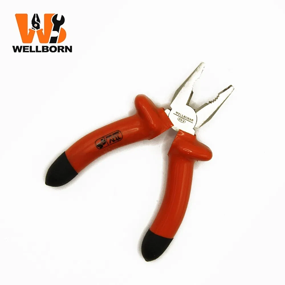 Impact-Resistant A-025 Orange Steel Insulated Combination Pliers for Motorcycle Repair