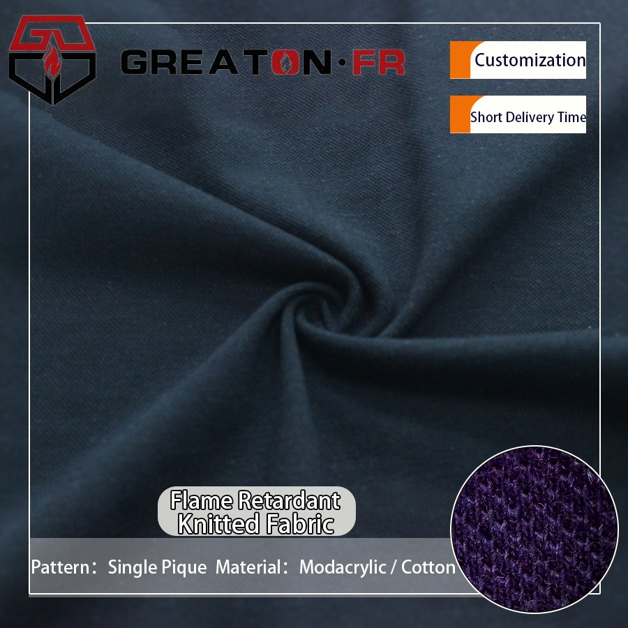 Customized EN 11612 Flame Retardant 230 GSM Modacrylic Protex Cotton Antistatic Pique Knitted Fabric for Clothing