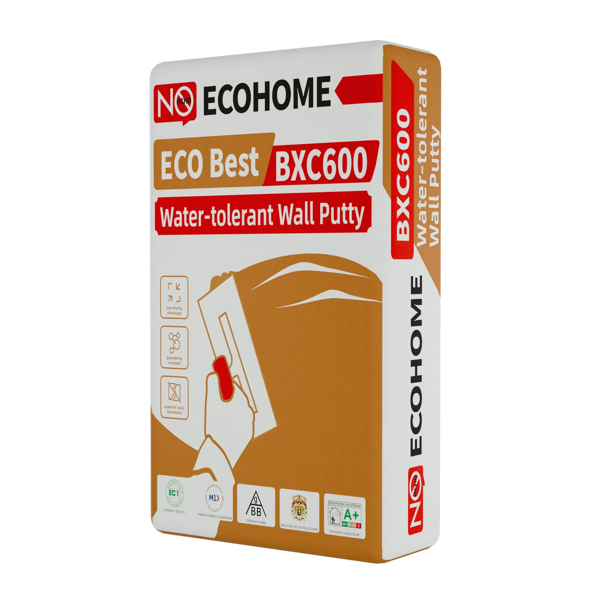 Premium Pure White Bxc600 Water-Tolerant Wall Putty with Minimal Powdering and Superior Crack Resistance for Fine and Smooth Finishes
