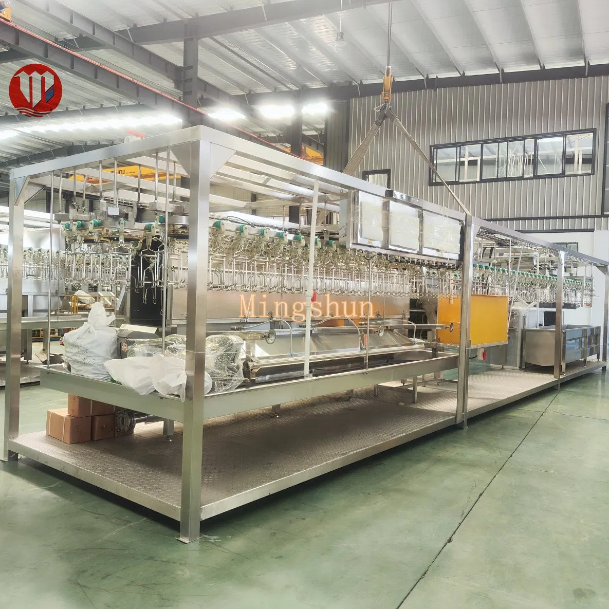 Apparecchiatura compatta mobile automatica per la macellazione in container da 300-1000 capi/ora per polli da macello