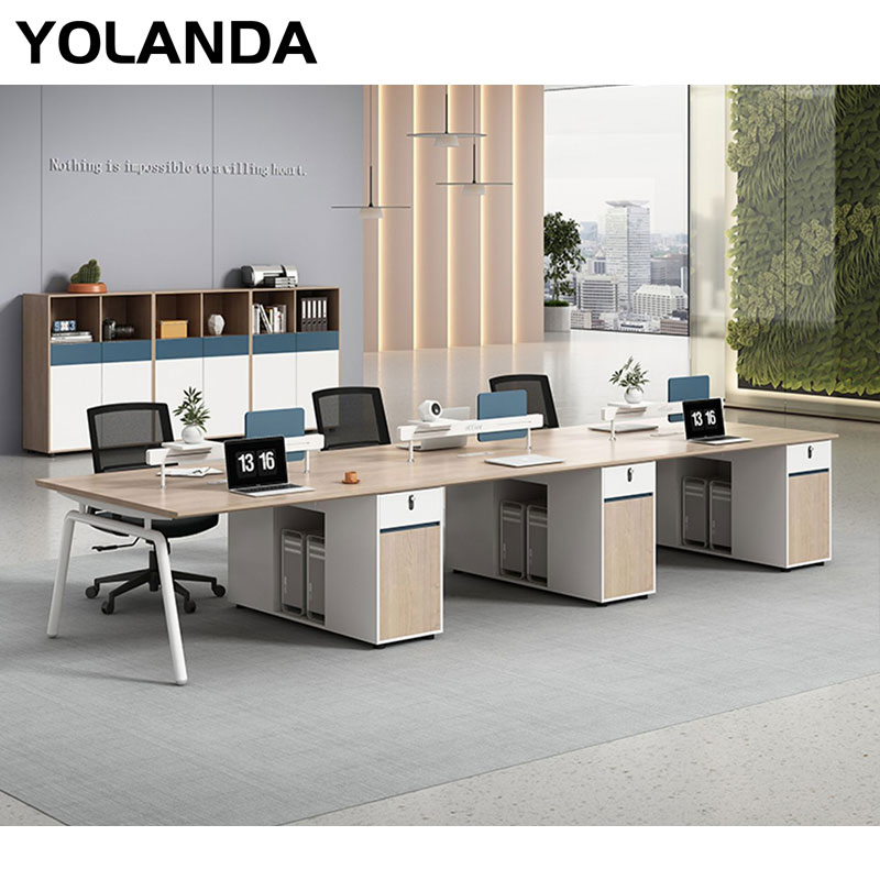 Yolanda Melamine Office Table Computer Desk Wooden Furniture Free Combined Workstation Staff Desk