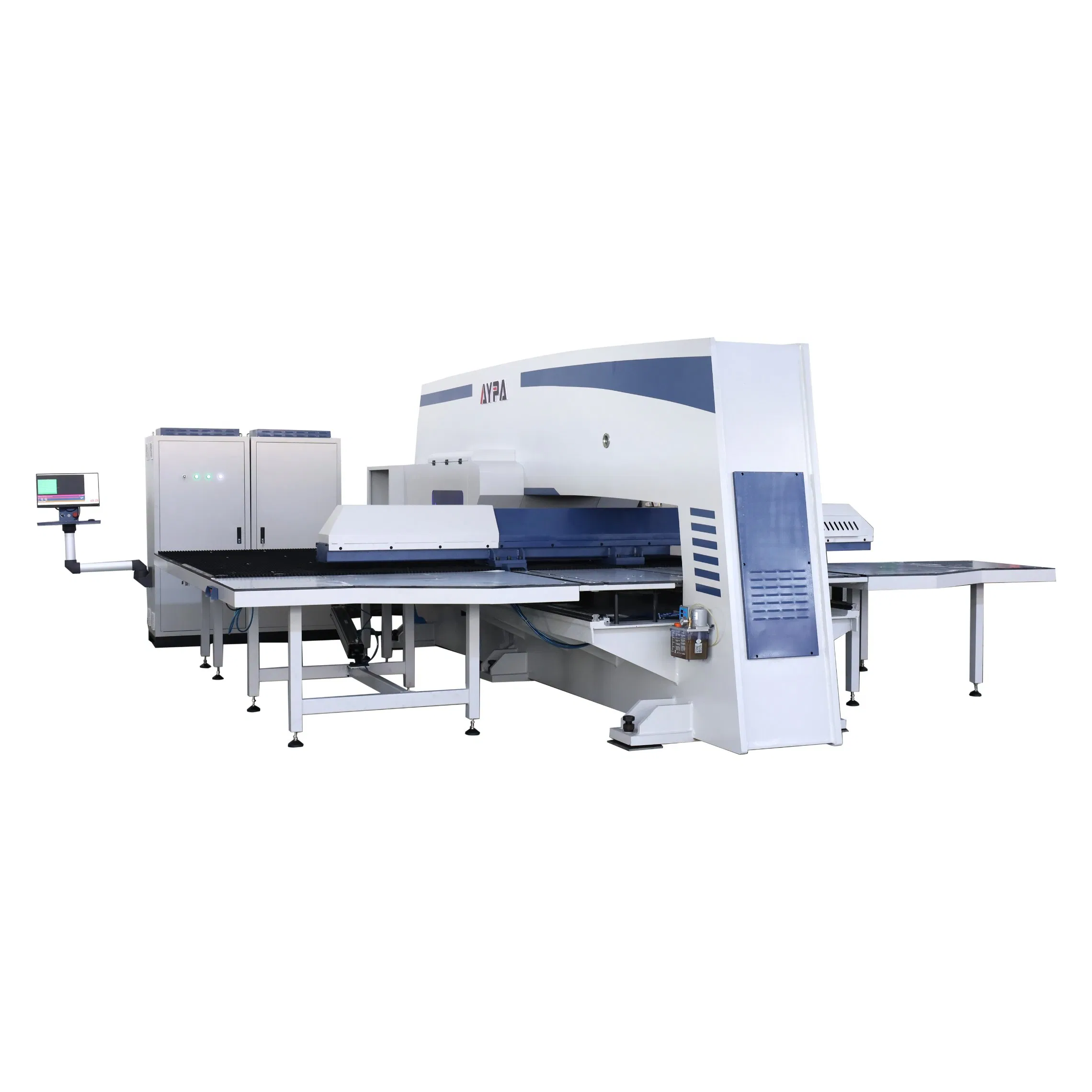 Macchina punzonatrice CNC a torretta completamente automatizzata per pressare, tagliare, incidere pannelli in acciaio inossidabile, alluminio e rame