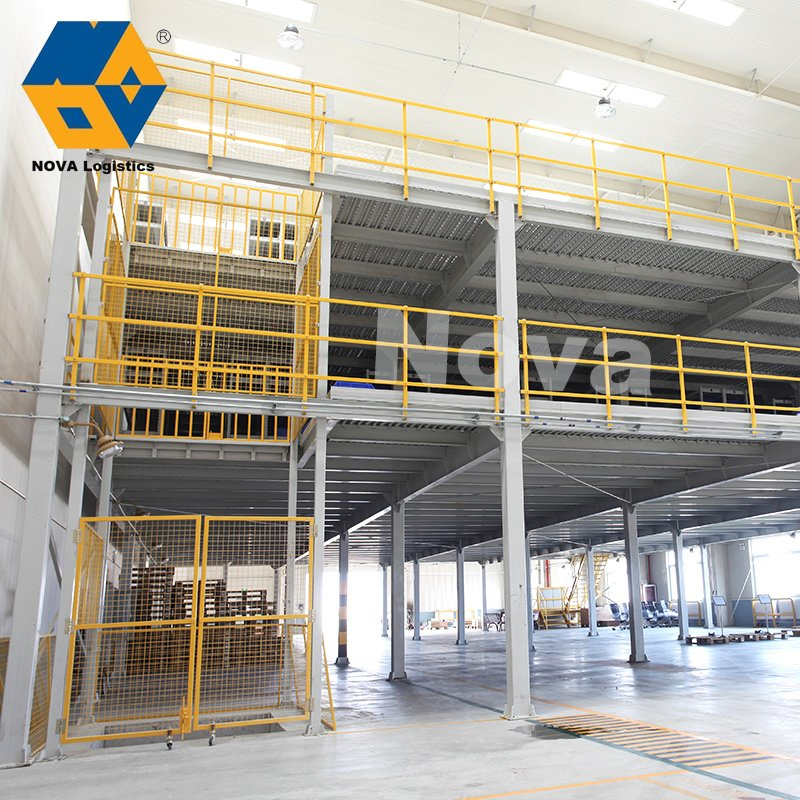 Steel Mezzanine Work Platform Metal Mezzanine with 2 or 3 Floors Q235B Mezzanine with Stairs and Skirt Baffle