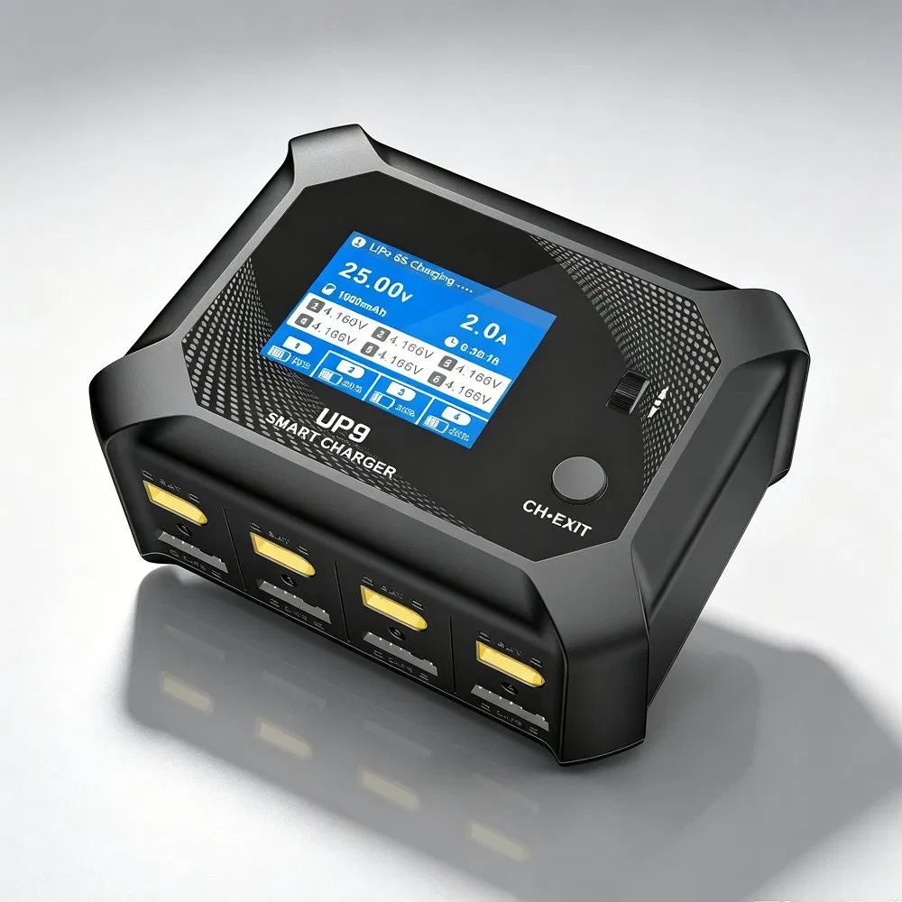 UP9 4 Channel Smart Battery Charger AC 100W DC 200W Fast Charge 1-6S Lithium Battery Charging Adapter