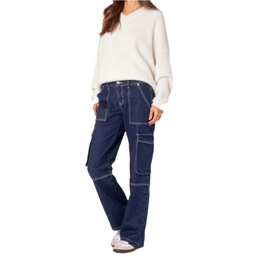 Jeans da donna personalizzati in stile europeo con tasche multiple
