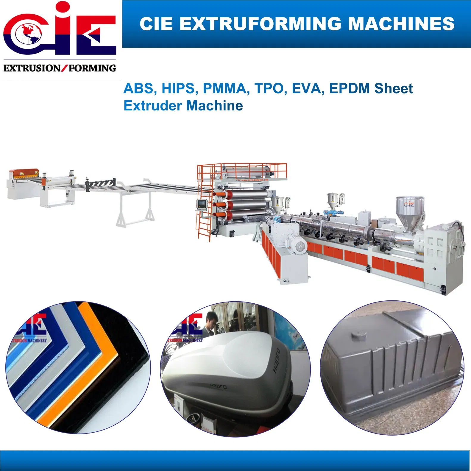 ABS/ HIPS, ABS/ PMMA, ABS/ PC Refrigerator Suitcase Bathtub Board Extrusion Line