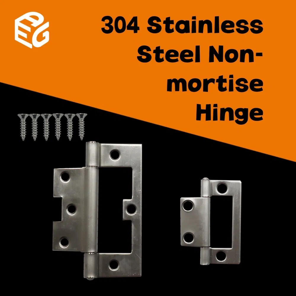 Cabinet Non-Mortise Hinge - 2" 1.2mm Stainless Steel for Thin Doors