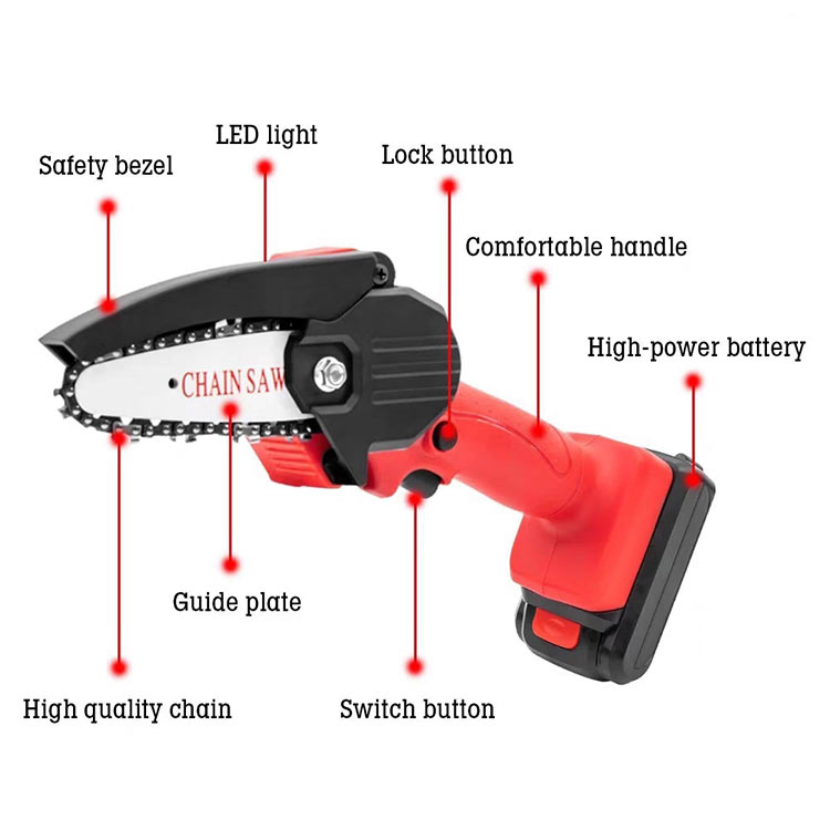 4 Inch Lightweight Cordless Rechargeable Electric Mini Chain Saw