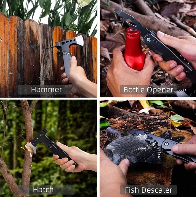 High Quality Black Oxide Coated Multi-Functional Stainless Steel Camping Axe Hammer