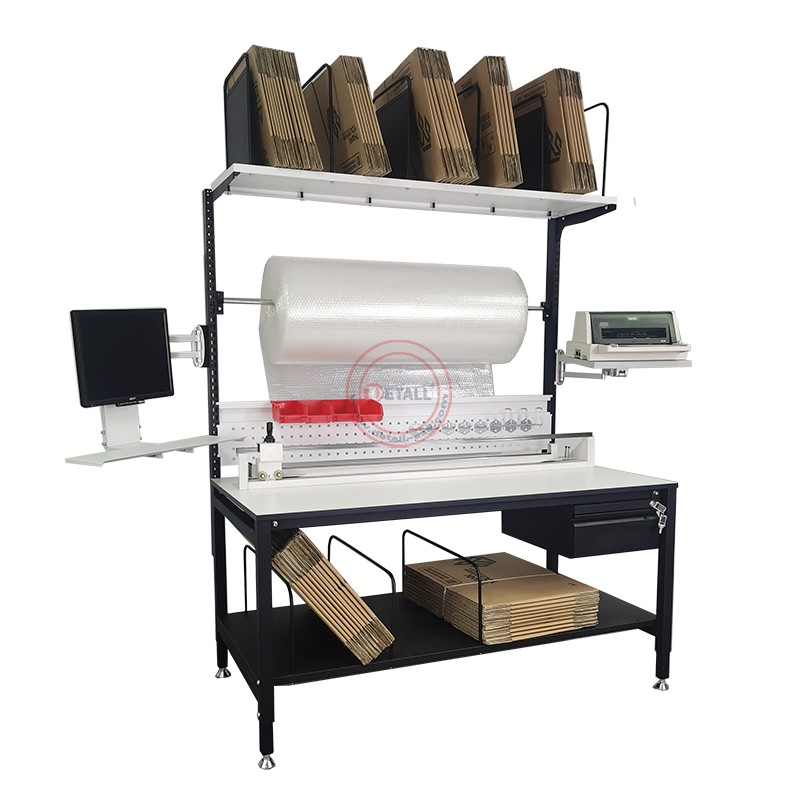 Durable Packing Table Packing Station with Cutter for Enhanced Packing Efficiency Customizable Packaging Line Workbench for Fast-Paced Production