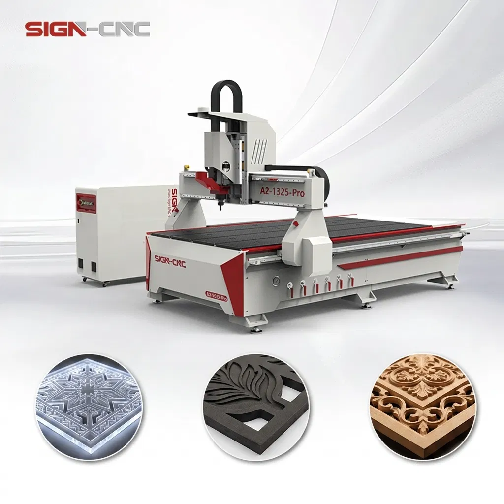 Router CNC per lavorazioni del legno semiautomatico A2-1325-PRO taglio intaglio incisione fresatura del legno per mobili pubblicità