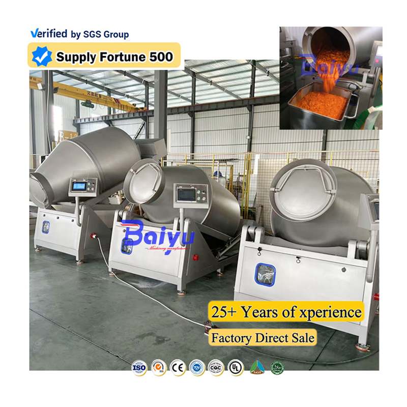Baiyu Industrial Hydraulics Vacuum Meat Tumbler for Pet Food Factory with Refrigeration