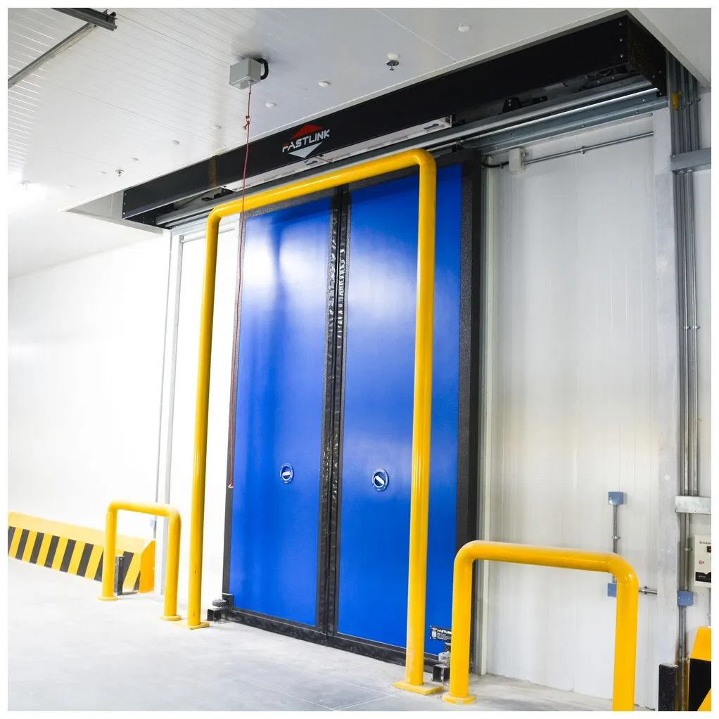 Fastlink Automatic Industrial Elastic Panel PVC Open Modern Cold Storage Double Sliding Doors
