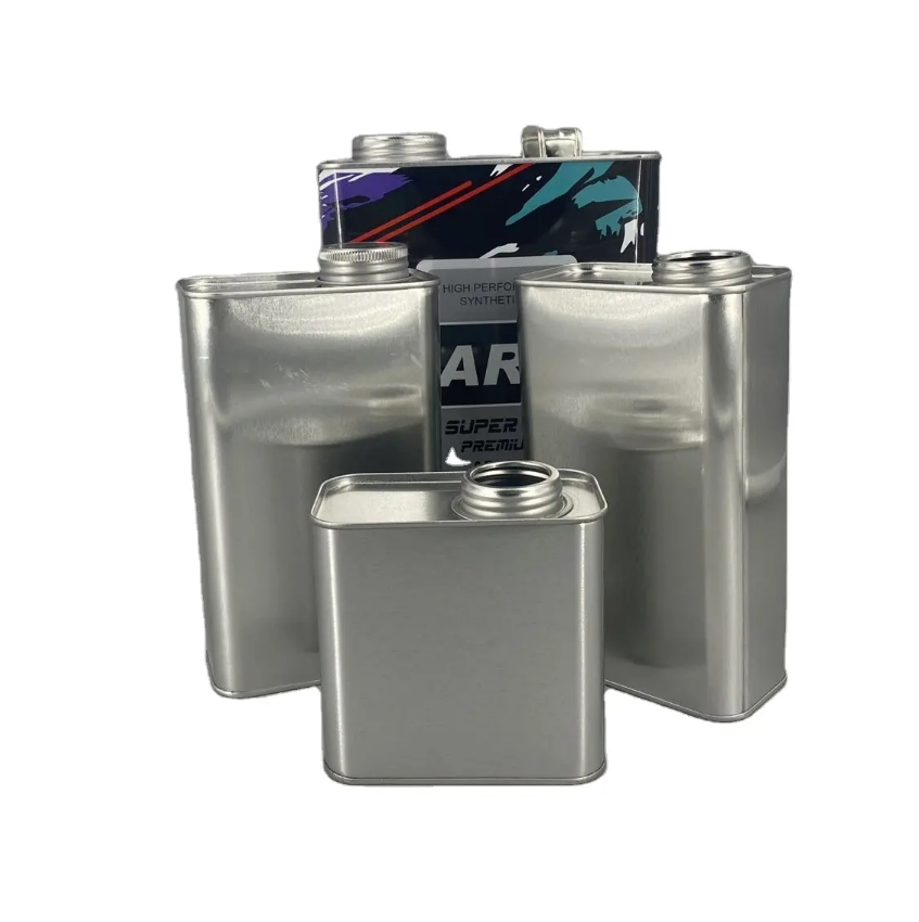 0.1L-5L Empty F-Style Tin Can Rectangle Food Grade Metal Tin Oil Can Engine Oil Can with Lid and Handle