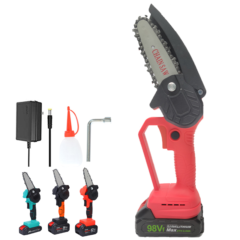 4inch Portable Finger Protection Working Light Lithium Battery Cordless Wood Tree Mini Electric Chainsaw Rechargeable