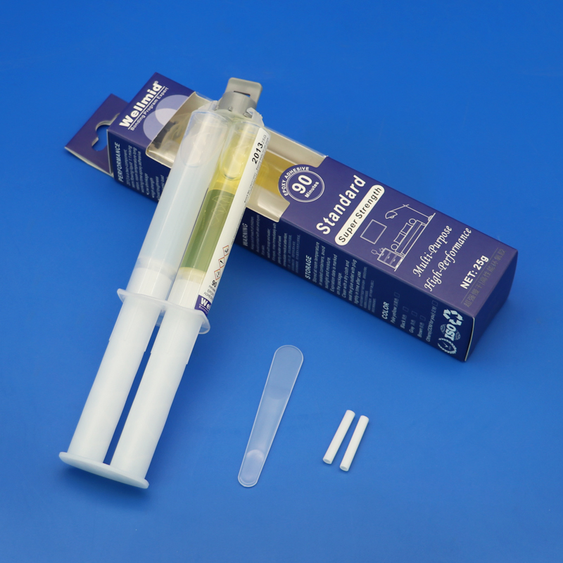 2013 Super Strength Amber Transparent 90mins Slow Bond Epoxy Resin AB Adhesive for Metal Plastic Wood 25g Injector Glue