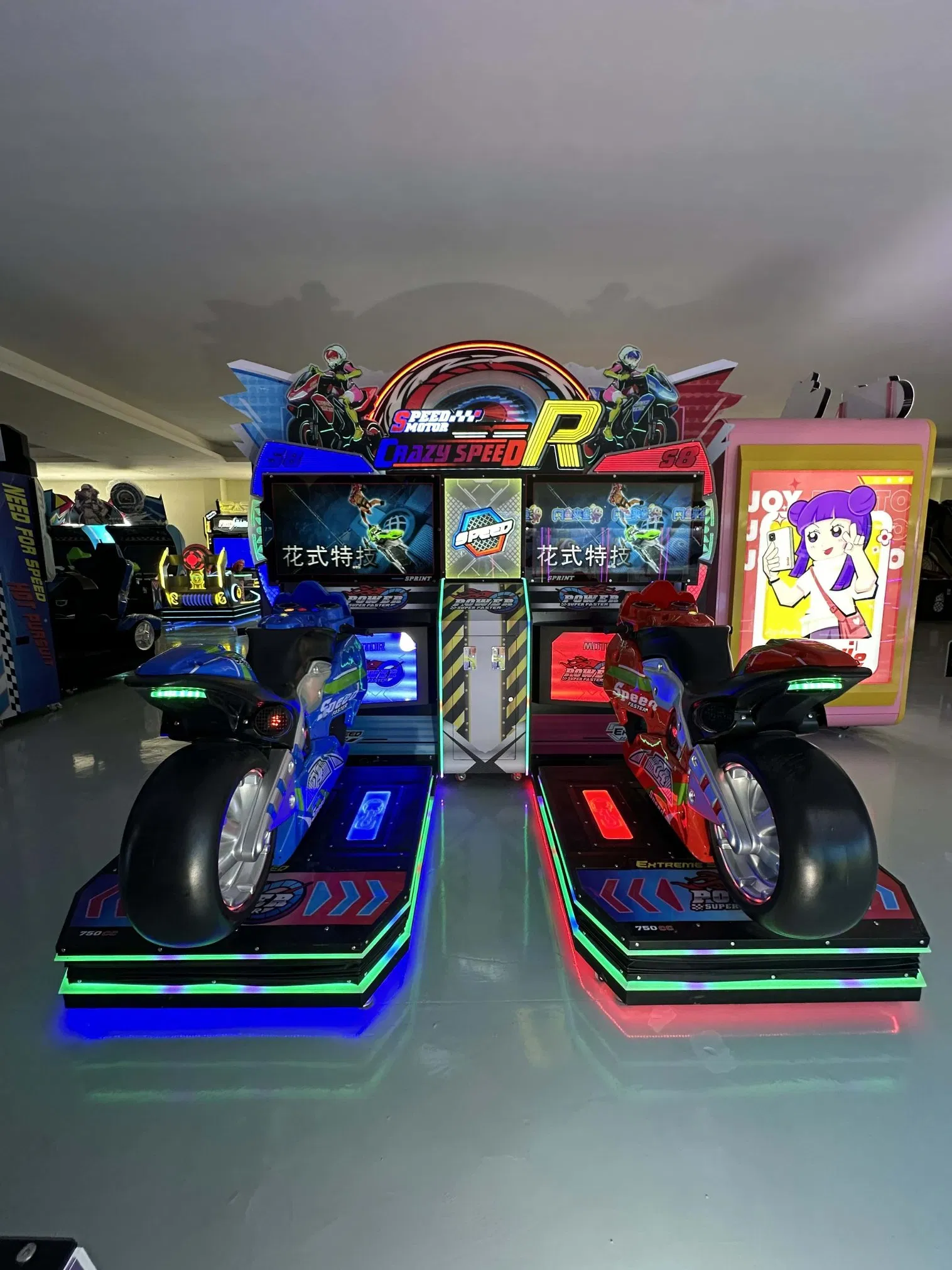 2 Giocatori Gioco di Corse Indoor Macchina Arcade Simulatore di Moto da Corsa Macchine da Gioco a Gettoni Centro Giochi per Bambini Arcade