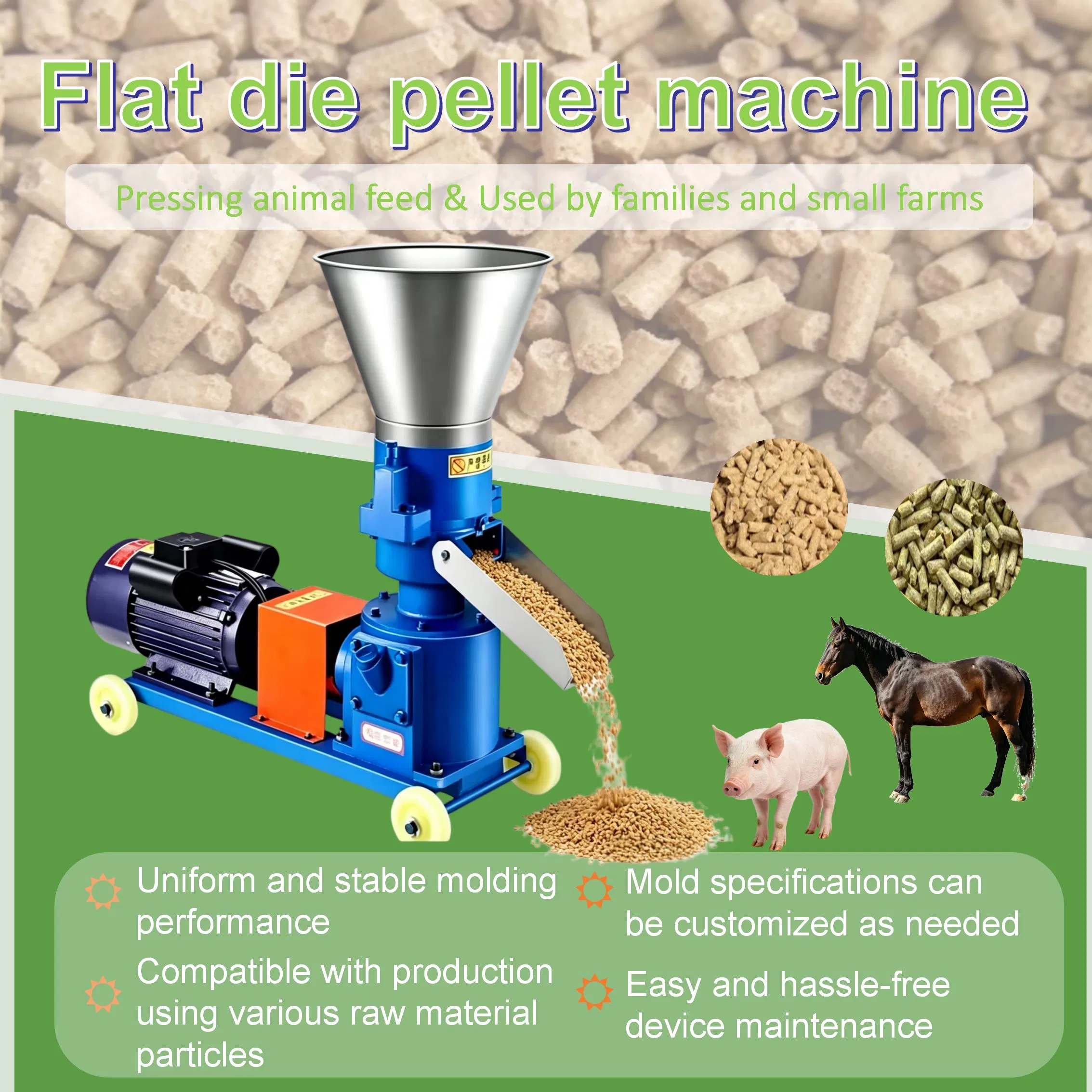 Small Flat Die Pellet Mill Mini Home Use Flat Die Pelletizer Easy-to-Operate Pellet Machine