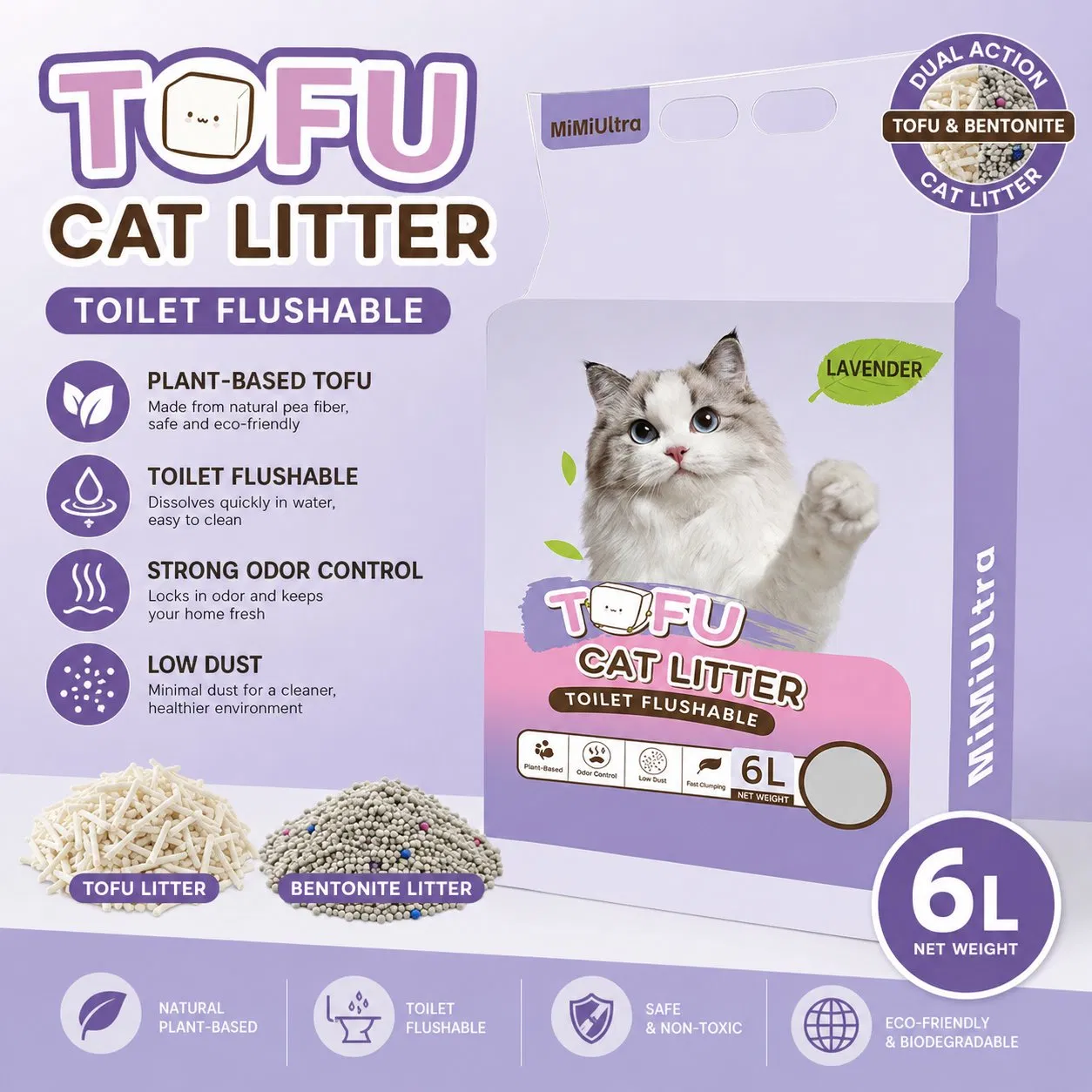 Tofu Cat Litter Pet Cleaning Arena Sand for Cats
