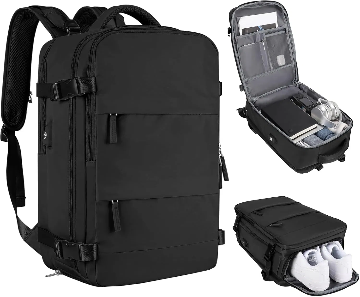 Multifunctional Travel Backpack with USB Port and Multiple Compartments for Daily and Trips