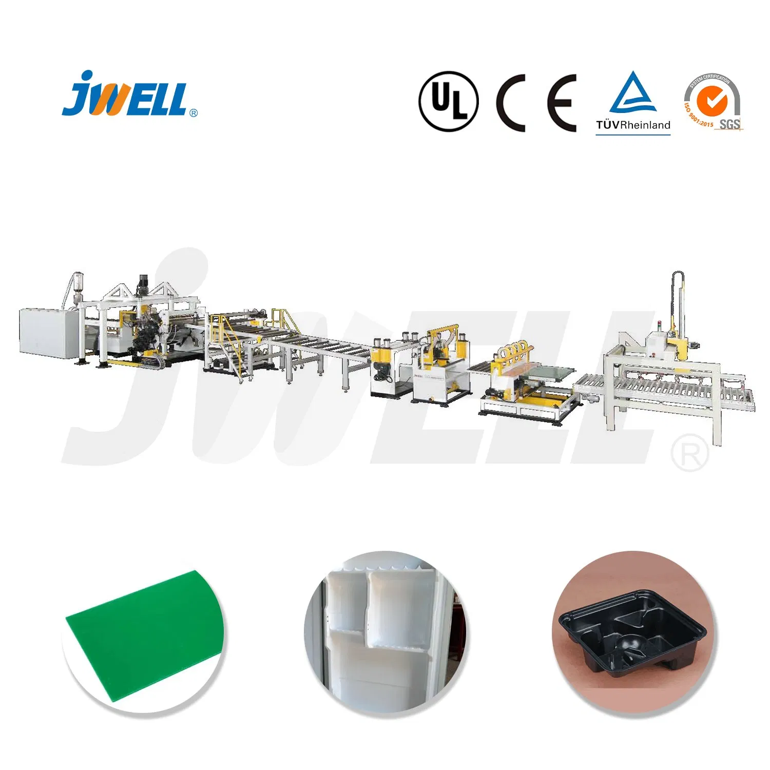 Jwell ABS HIPS PMMA Refrigerator Plastic Plate/Board/Sheet/Film Extrusion Making Machine for Inner Gallbladder Drawers Water Dispensers