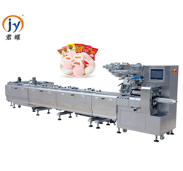 Máquina automática de envasado de malvaviscos de algodón de azúcar con alimentación