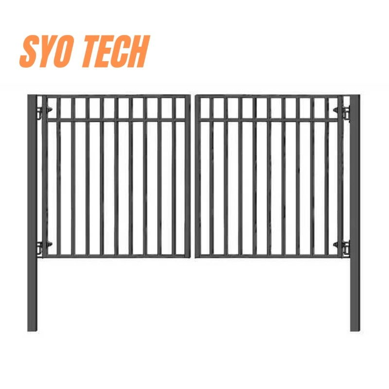 Black Outdoor Decorative Iron Swing Driveway Steel Fence Gate