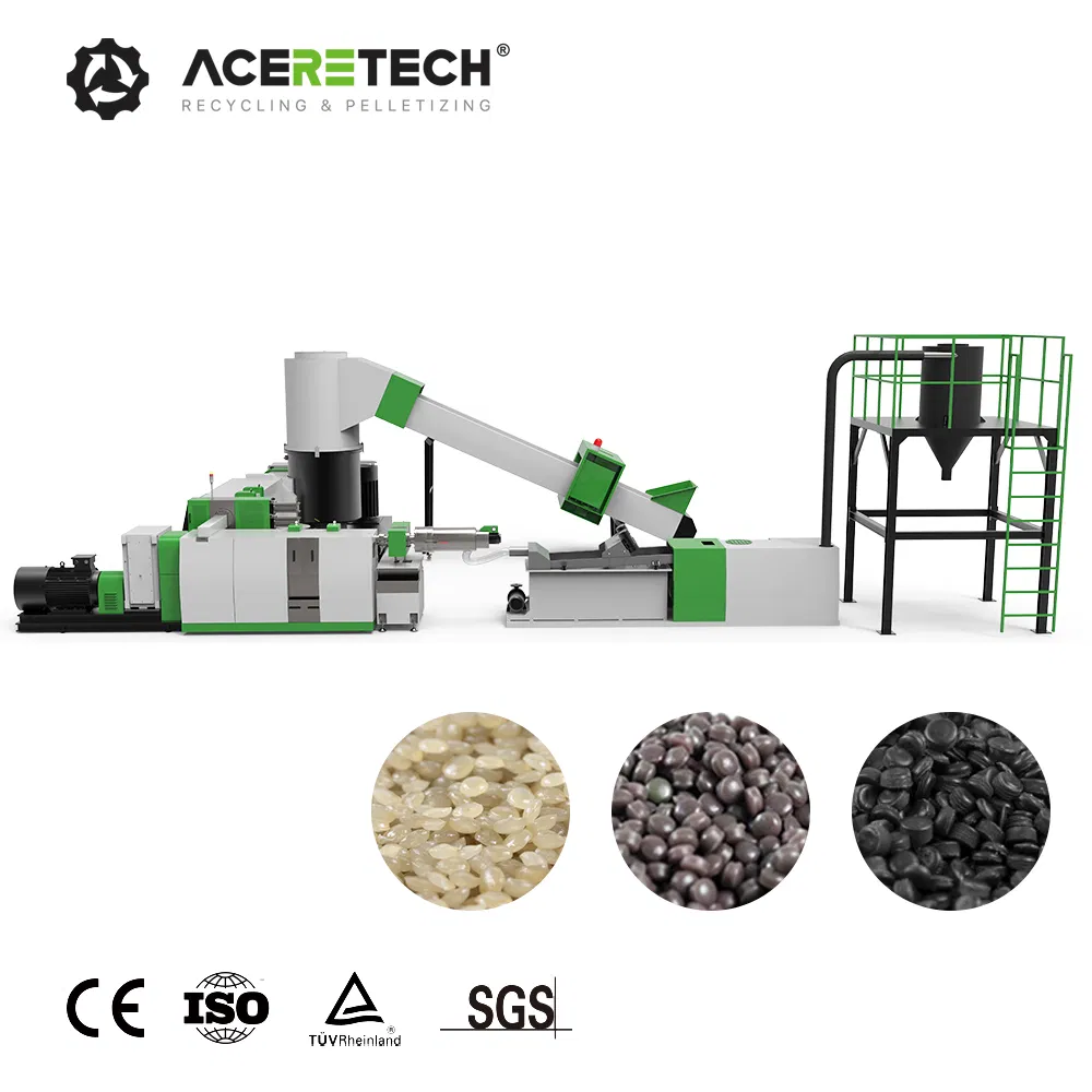 Two Stage Plastic Pet/PP/PE/Agricultural Film/Woven Bag/Bottle Flakes/Lumps/Board/Pipes Recycling Pelletizing Granulator Machine