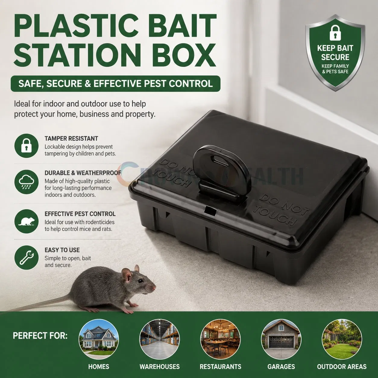 Reusable Safety Pest Control Rat Mouse Bait Station Rat Trap