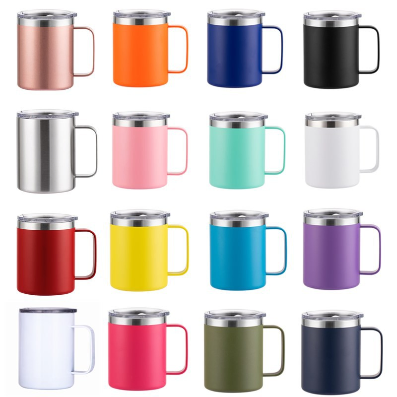 12oz Double Wall Water Drinking Mug Stainless Steel Tumbler with Handle