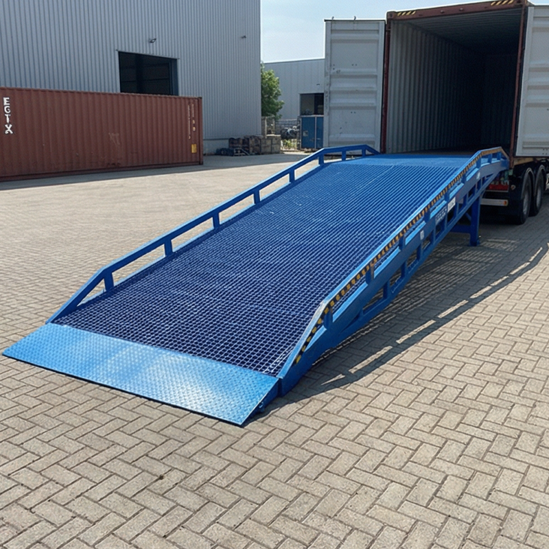 Rampa di carico per container per carrello elevatore portatile per impieghi gravosi, piattaforma per rampa di deposito per carrello elevatore