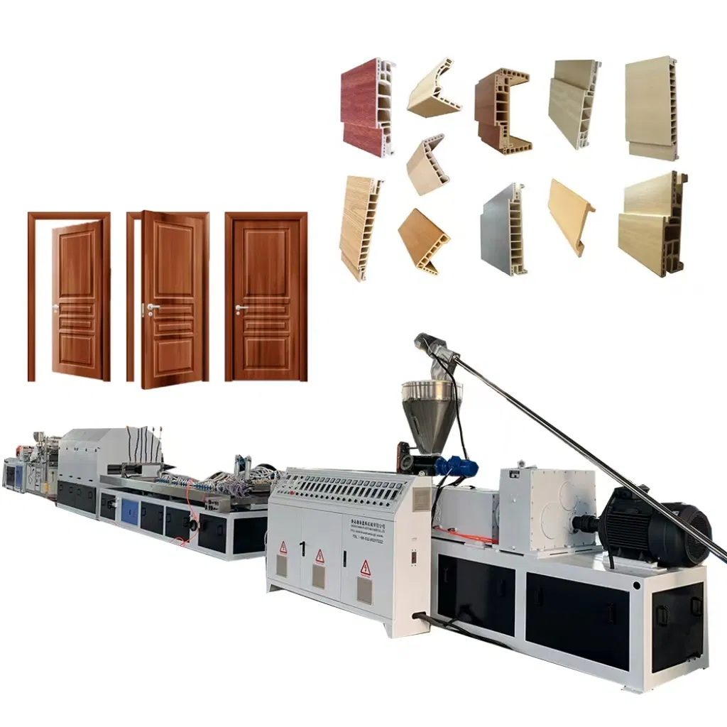 PVC WPC Door Panel Profile Extrusion Line Twin Screw Extruder WPC Door Making Machine