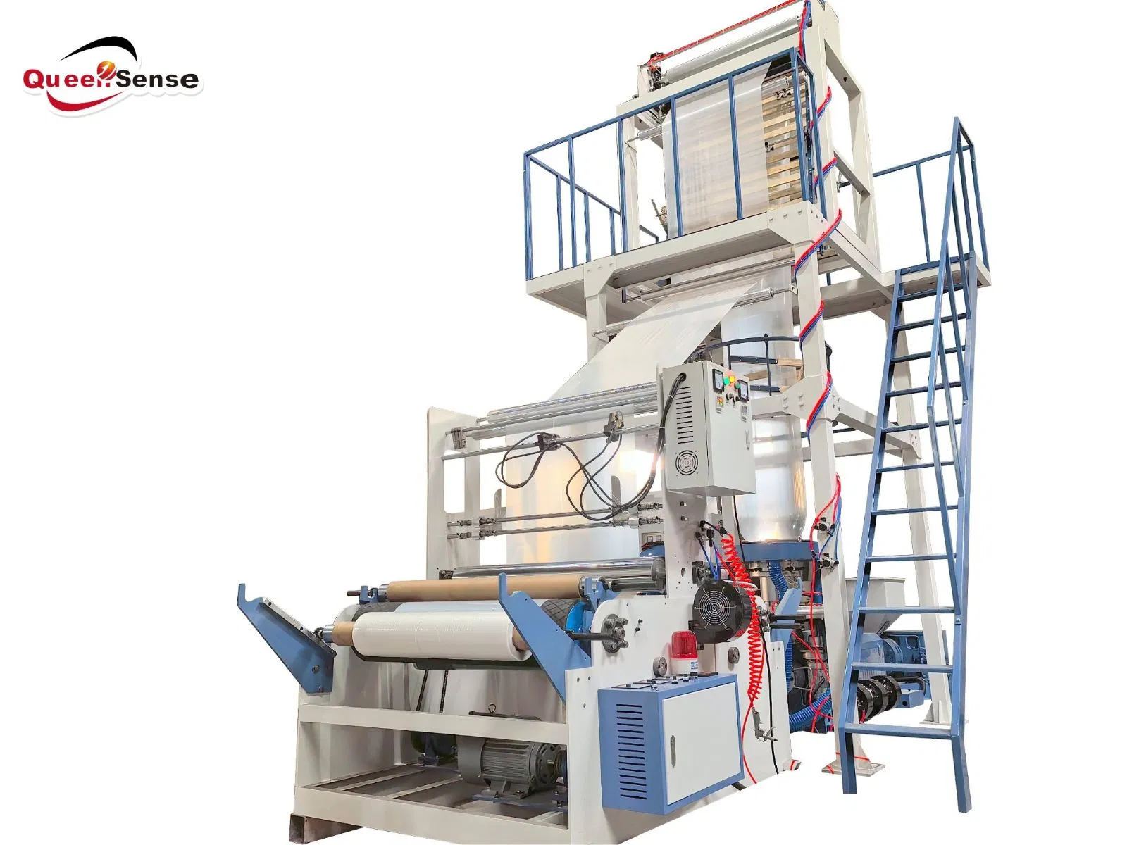 QS-A60 1000mm Width HDPE LDPE Single Extruder Plastic Film Blowing Machine