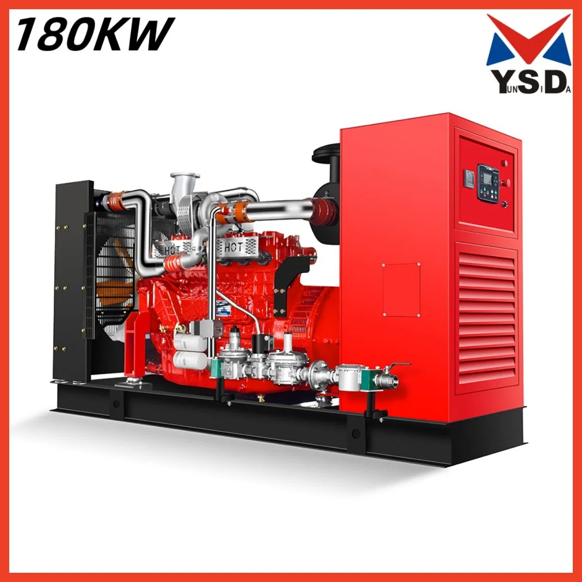 180kW 50/60Hz 1500rpm AC trifase silenzioso propano metano gas pistone centrale elettrica doppio combustibile diesel idrogeno biomassa biogas LNG CNG LPG generatore a gas