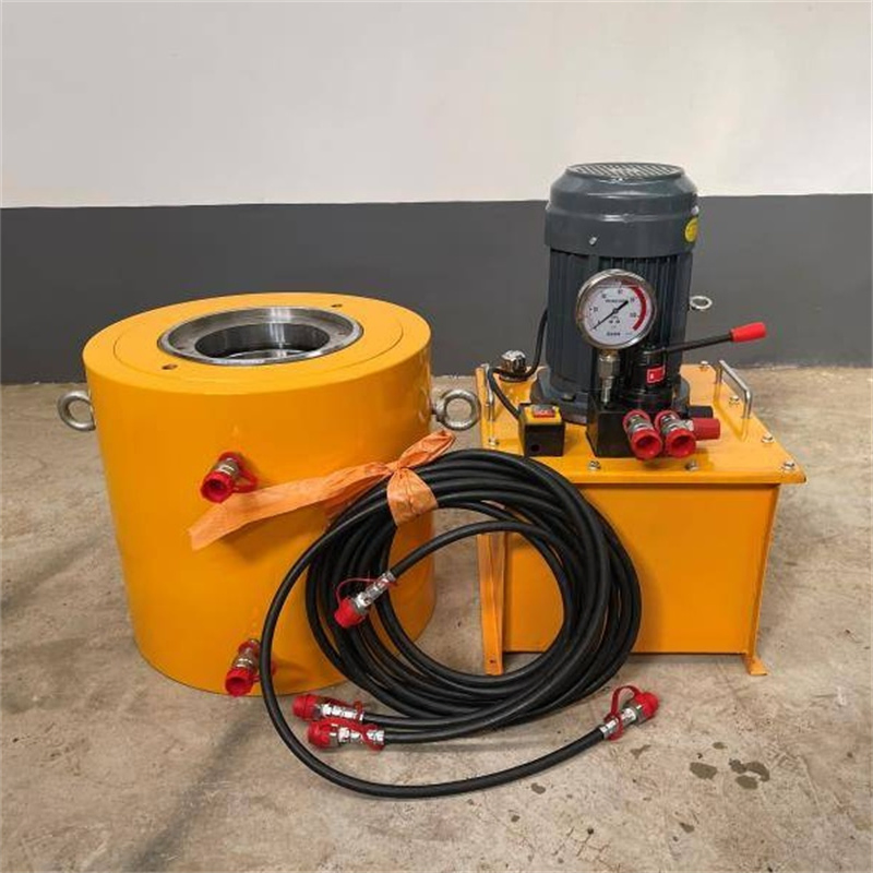 450t Hollow Post Tension Jack 200mm Prestressing Hydraulic Jack with Tensioning Pump