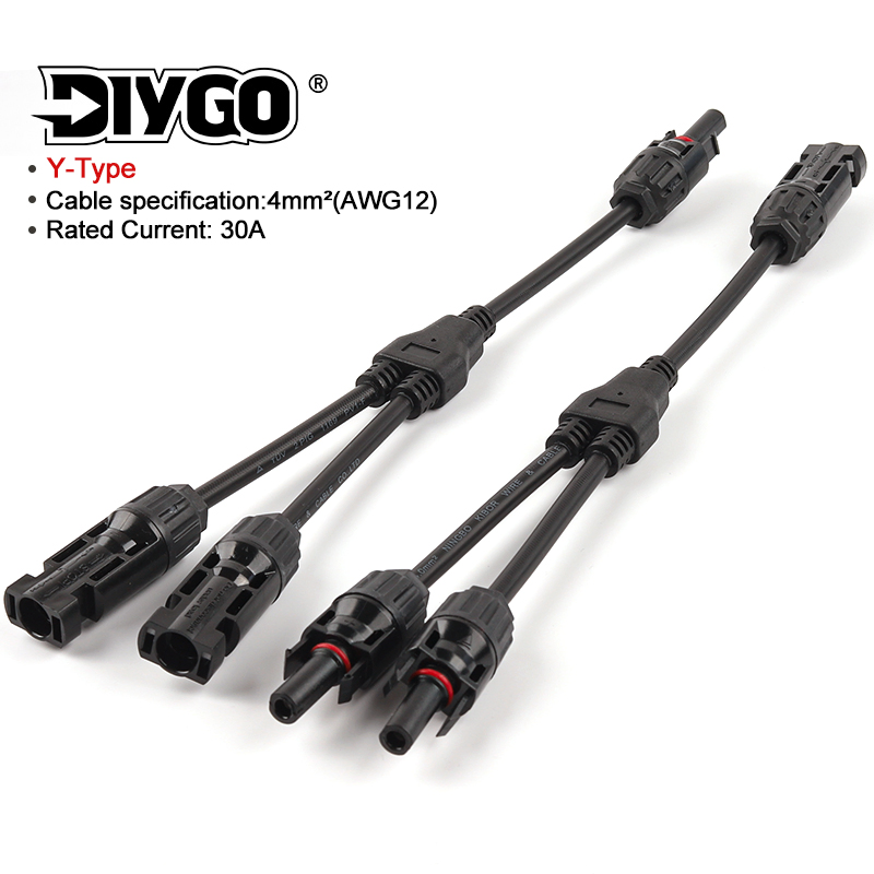 30A 1000V DC Solar Y-Stecker 1 auf 2 Paralleladapter IP67 wasserdicht PV-Abzweigkabel Stecker/Buchse für Solarsystem