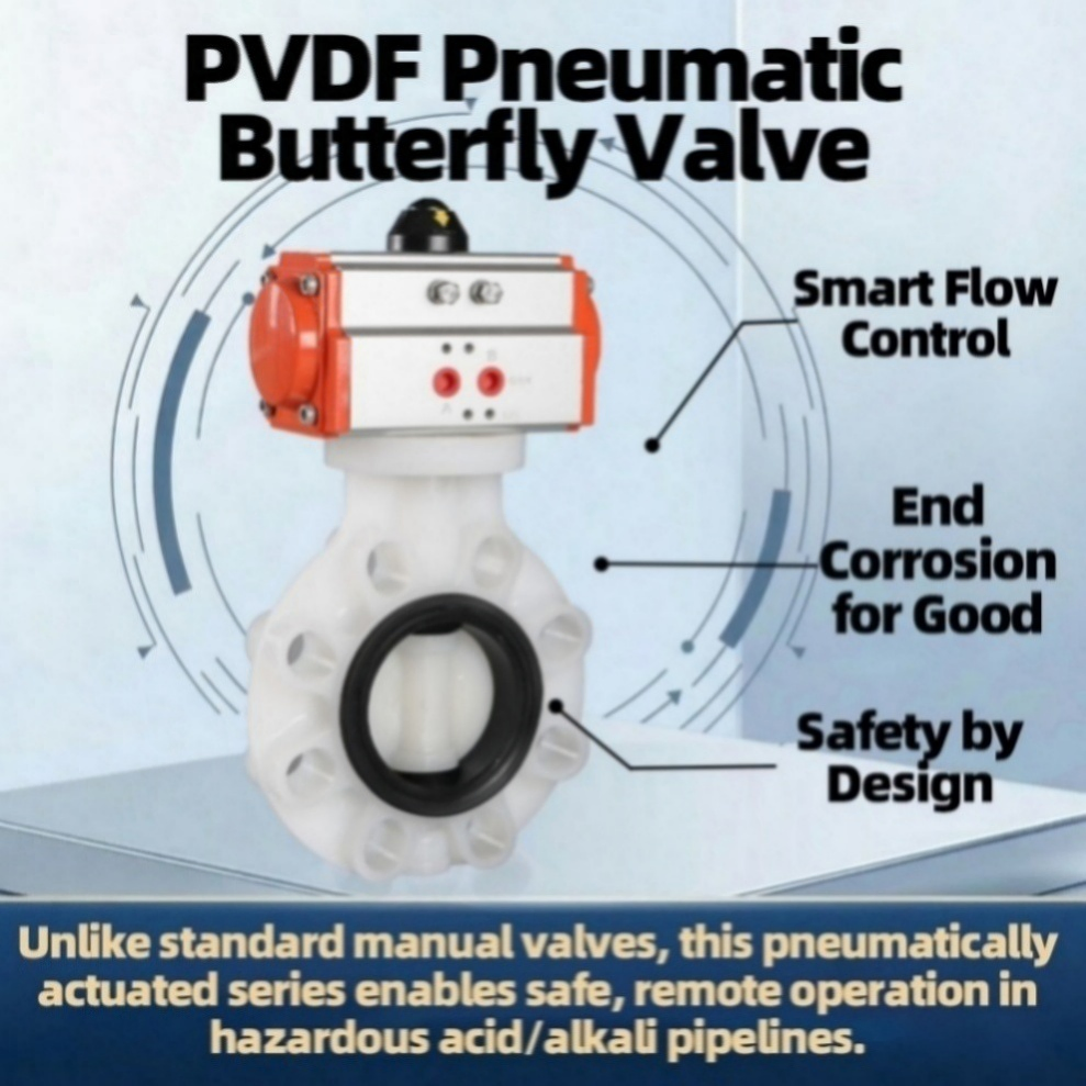 PVDF Pneumatic Control Wafer Butterfly Valve for Mechanical Automation