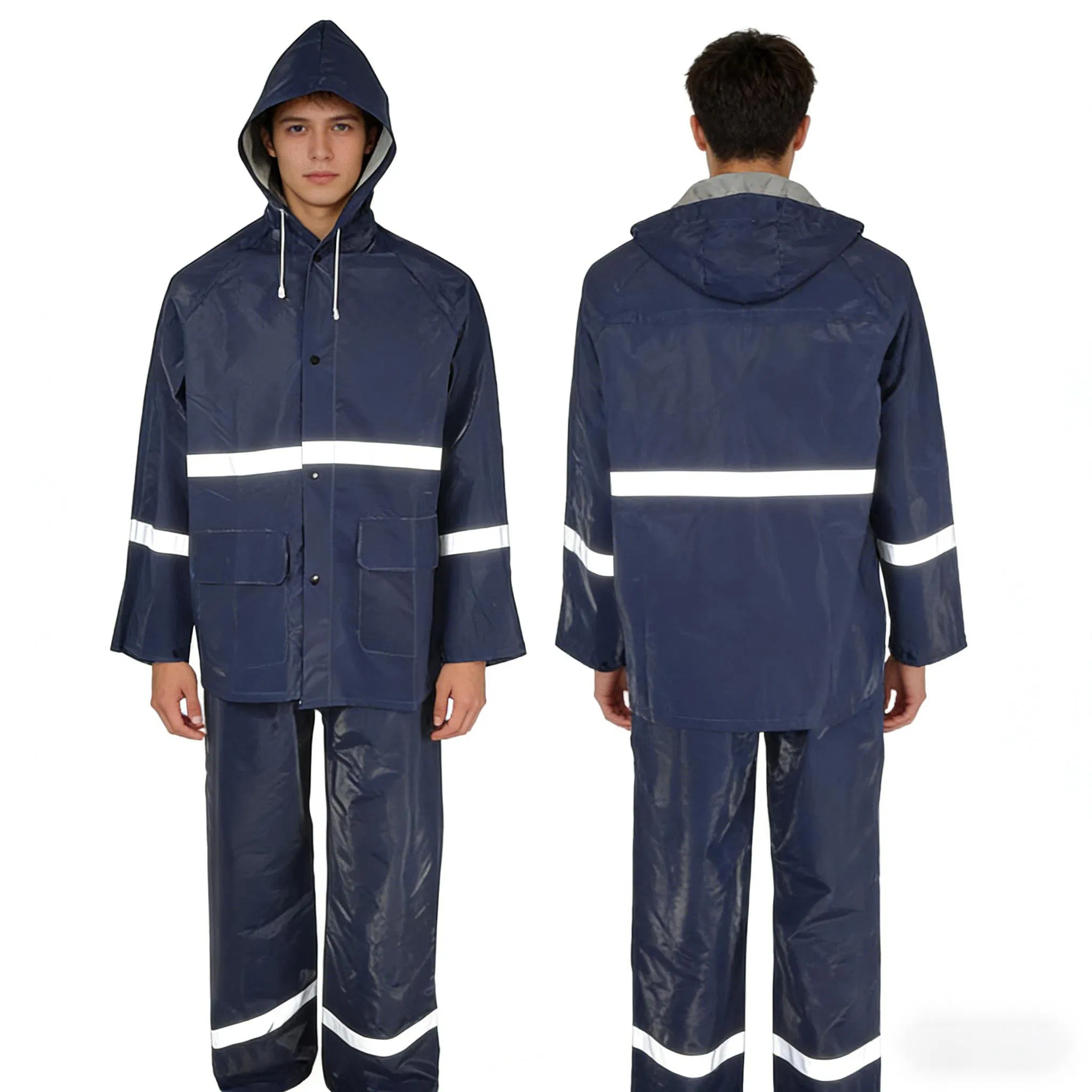 Impermeabile da lavoro personalizzato in PVC e poliestere ad alta visibilità