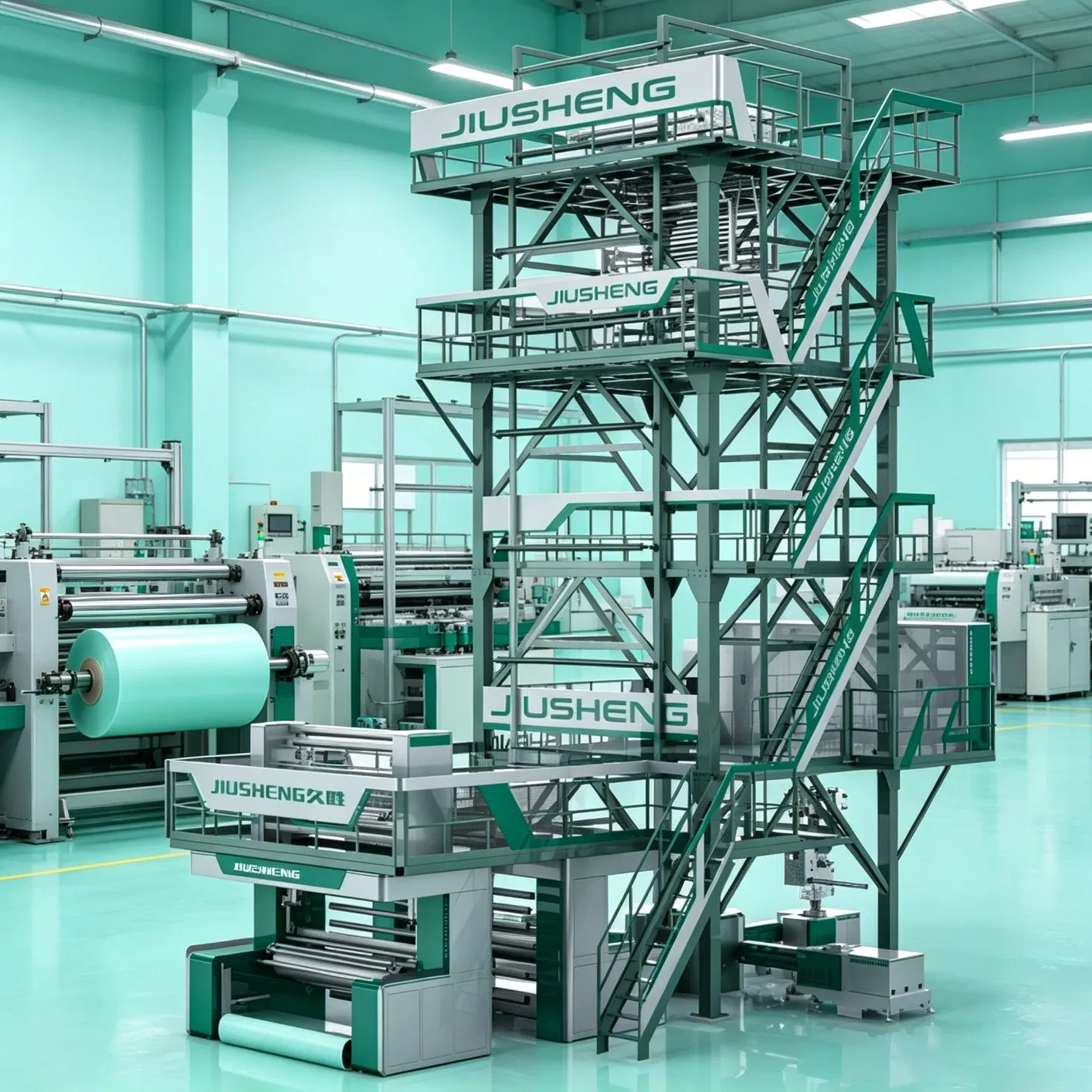Five Layer Co-Extrusion Plastic Food Packaging Film Blowing Machinery