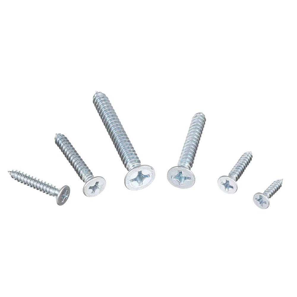 JIS ANSI Certification Zinc Plain Black Oxide DIN7982 4mm-25mm M2 M3 M4 M5 M6 M8 Flat-Head Chamfered Self-Tapping Screws