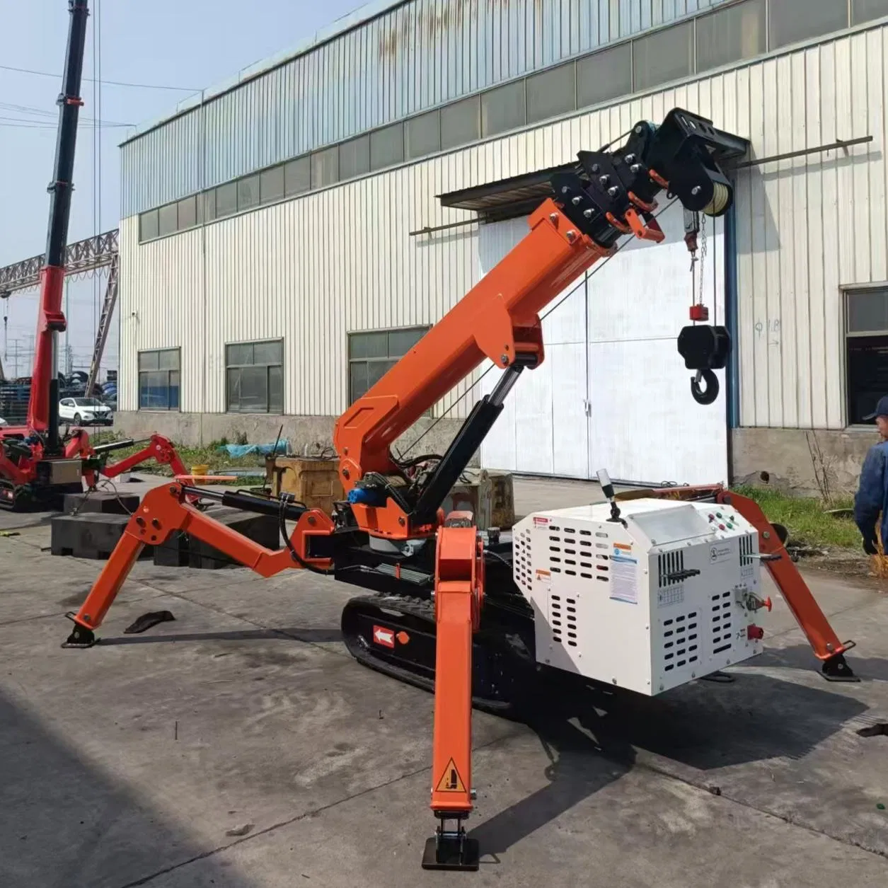 3 Ton Mini Spider Crawler Crane Remote Control with Man Basket for Glass Curtain Wall and Roof Installation