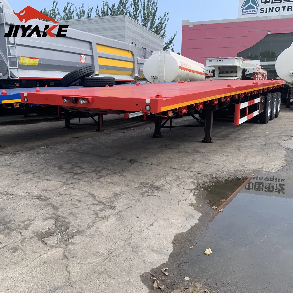 Utility Container Transport Flatbed Semi Trailer with 3 Axles for Container Shipping