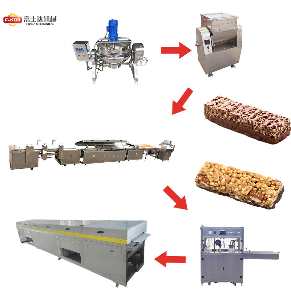 Linea di produzione di barrette di cereali al cioccolato