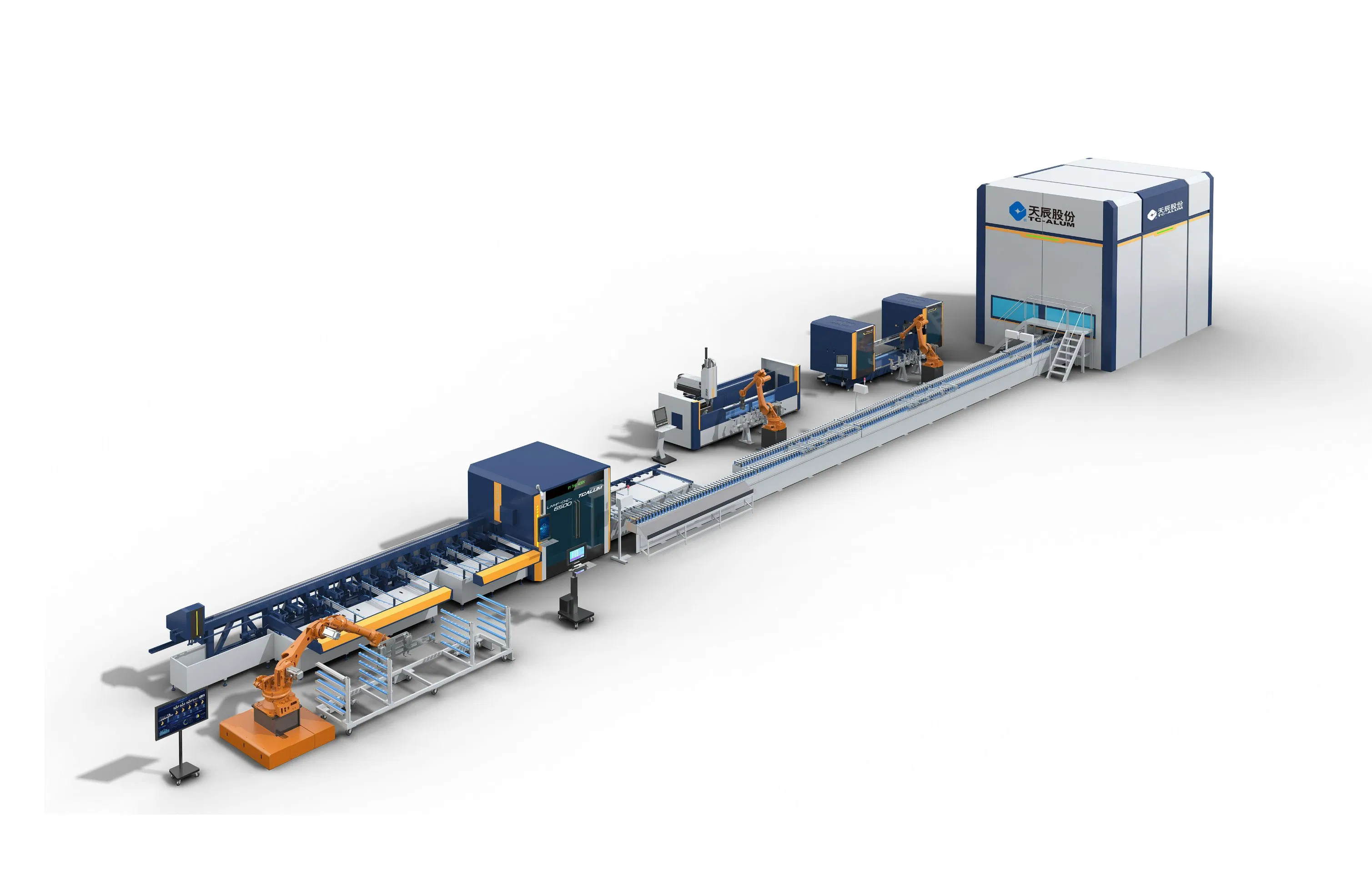 Линия обработки алюминиевых профилей Industry 4.0 с лазерными центрами и интеллектуальной системой сортировки