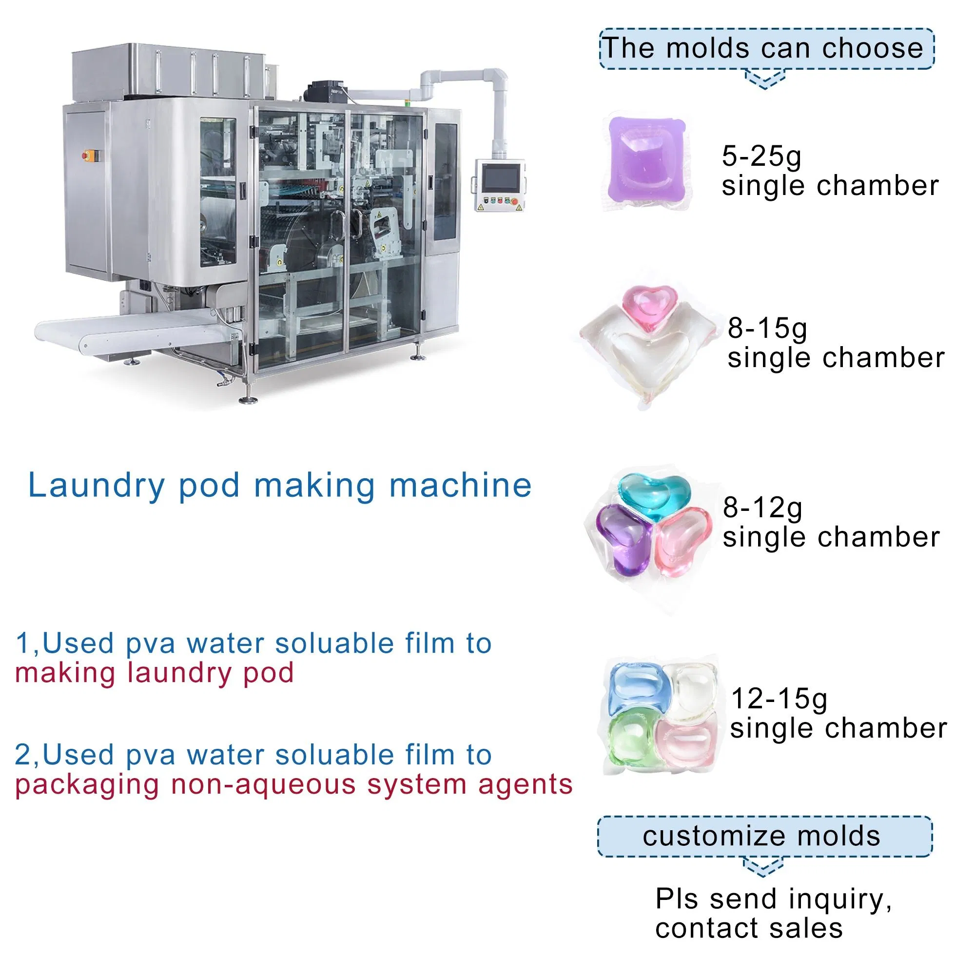Polyva PVA/PVOH Laundry Detergent Pods Water Soluble Washing Tablet PVA Film Packing Machine