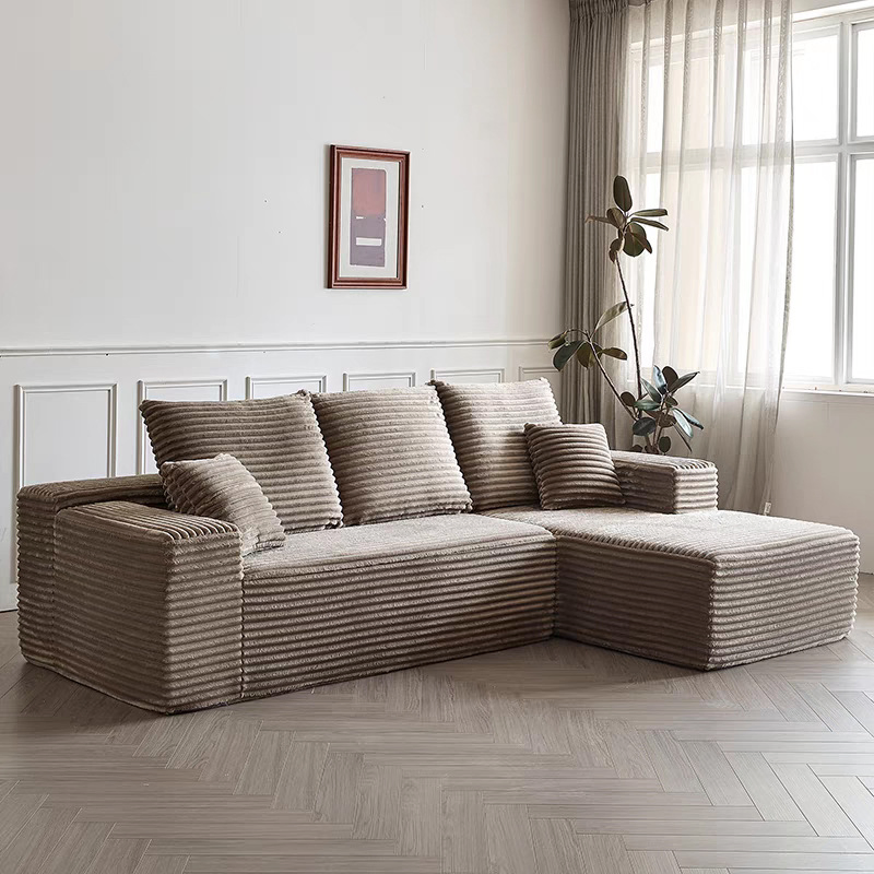 Modern Luxury Sectional Living Room Sofa Set, Vacuum Compressed Memory Foam Fabric Couch, Modular Home Furniture for Apartment