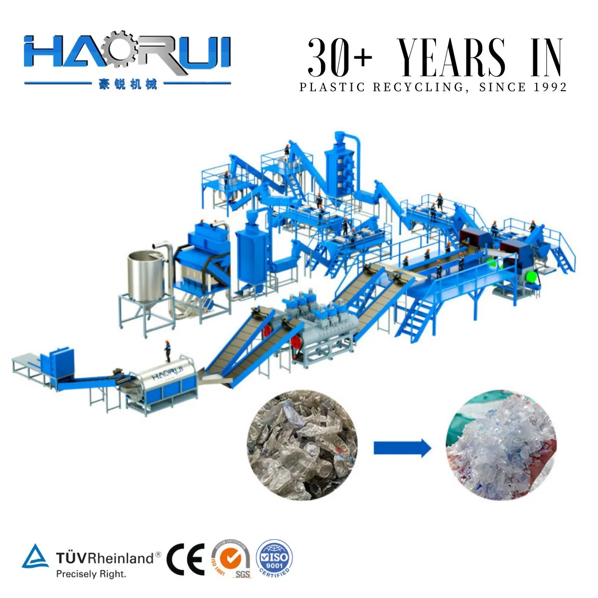 High Output Waste Plastic Pet Bottle PP PE Flake Recycling Washing Machine