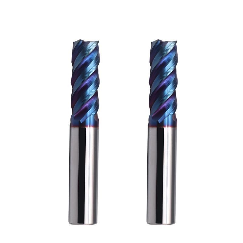 UNT HRC65 CNC Tooling 4 Flute Square End Mill Nano Blue Coated