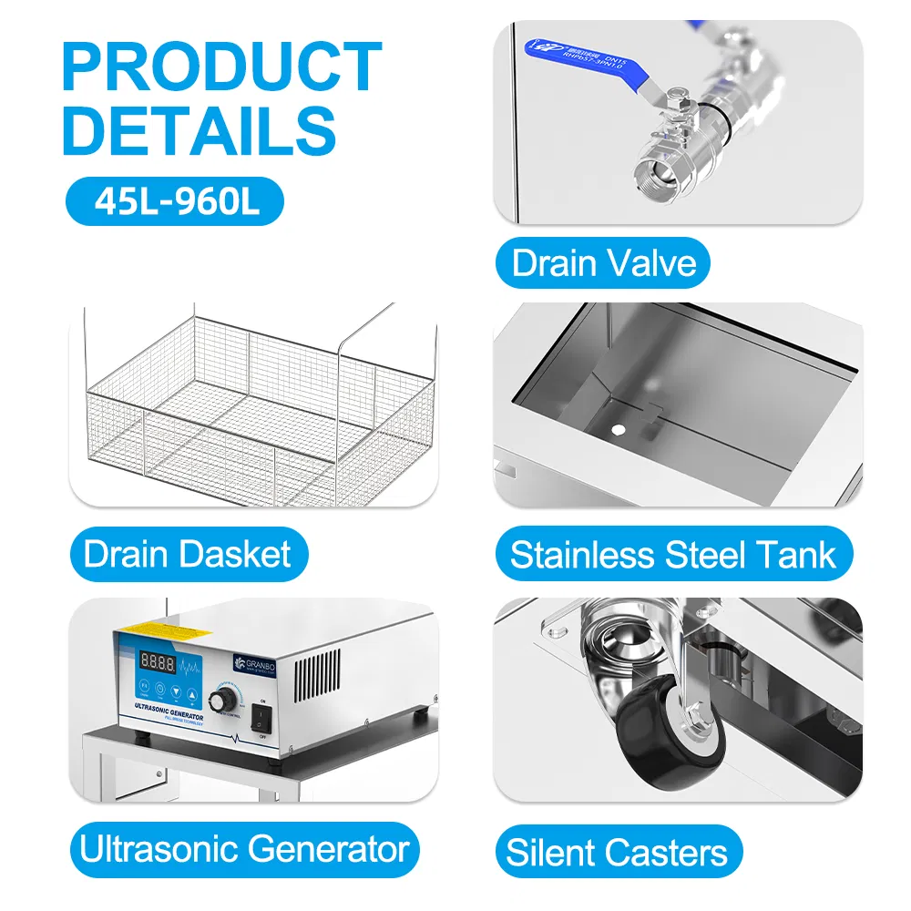 Industrial Ultrasonic Cleaner 45L-960L Capacity Wet Watch Cleaning Machine with CE RoHS FCC Certificates