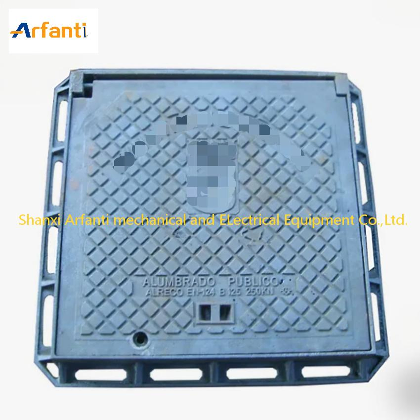 غطاء فتحة تفتيش مربع قابل للقفل مع إطار، فتحة صافية 526×526